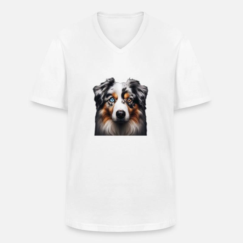Australian Shepherd - Männer-T-Shirt mit V-Ausschnitt - Weiß
