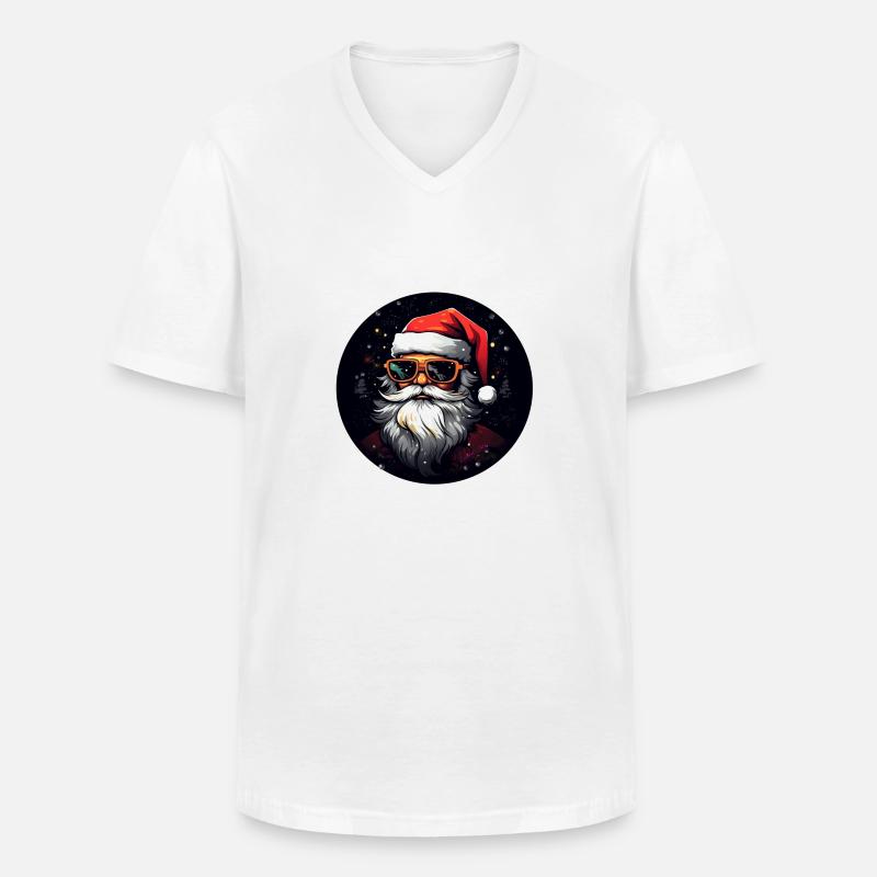 Weihnachtsmann mit Brille - Männer-T-Shirt mit V-Ausschnitt - Weiß