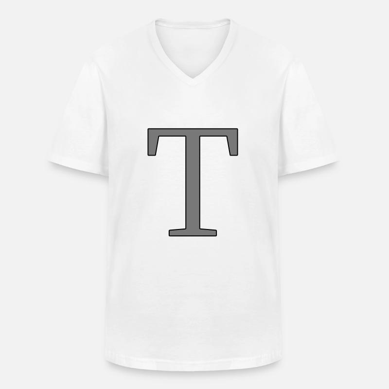 Buchstabe T Anfangsbuchstabe - Männer-T-Shirt mit V-Ausschnitt - Weiß