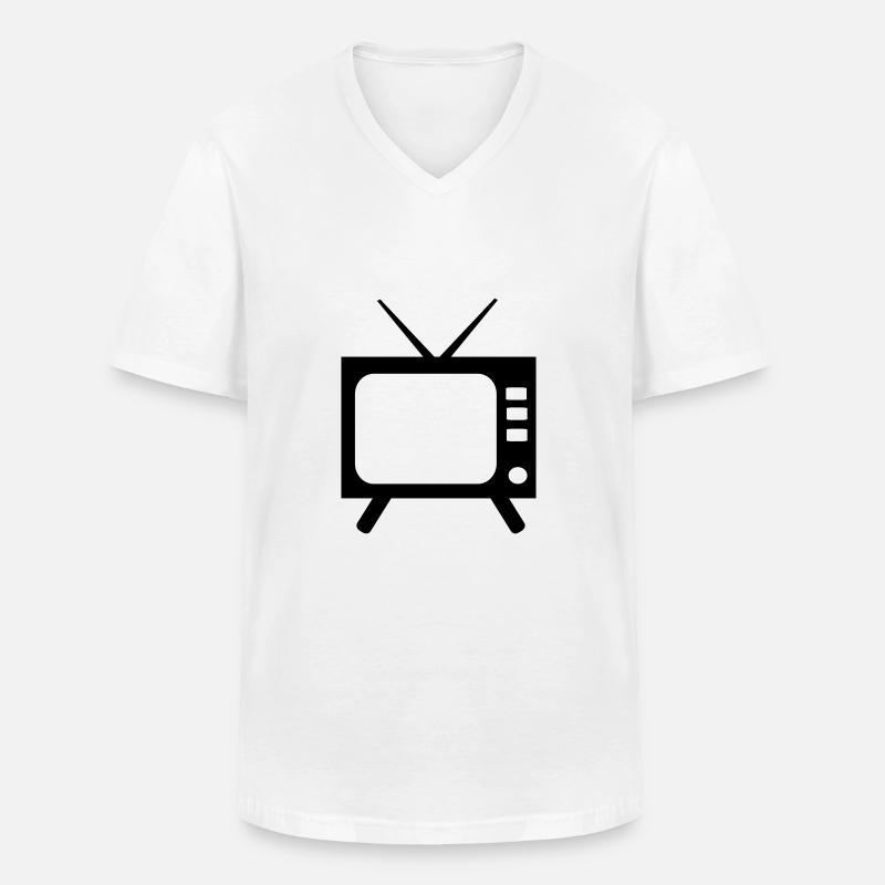 Fernseher - Männer-T-Shirt mit V-Ausschnitt - Weiß