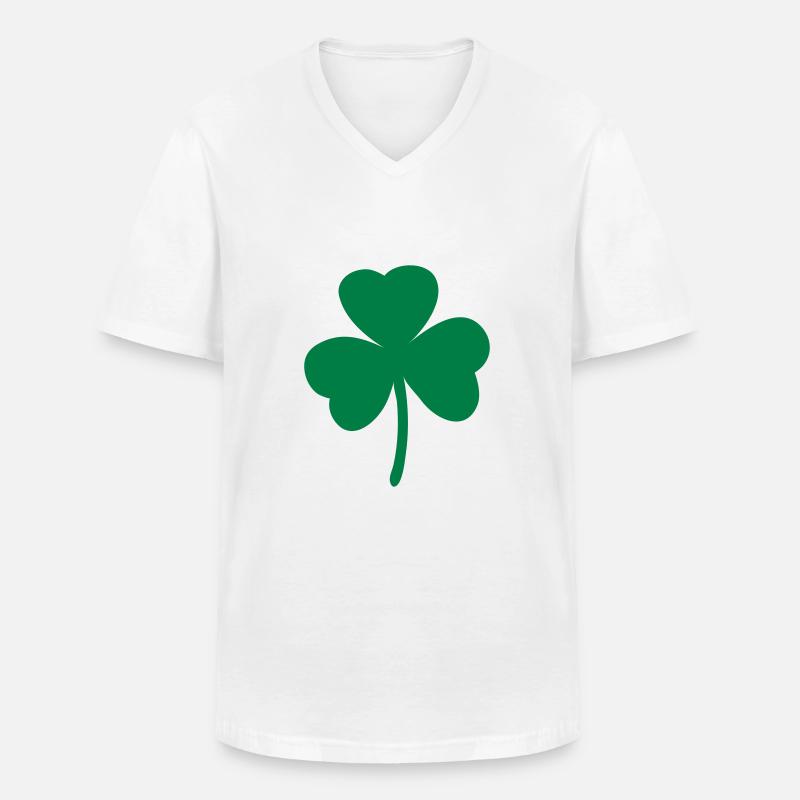Kleeblatt - St. Patrick's Day - Männer-T-Shirt mit V-Ausschnitt - Weiß