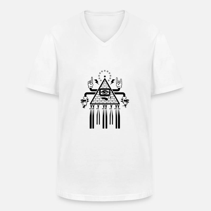 NWO - Maglietta da uomo classica con scollo a V - bianco