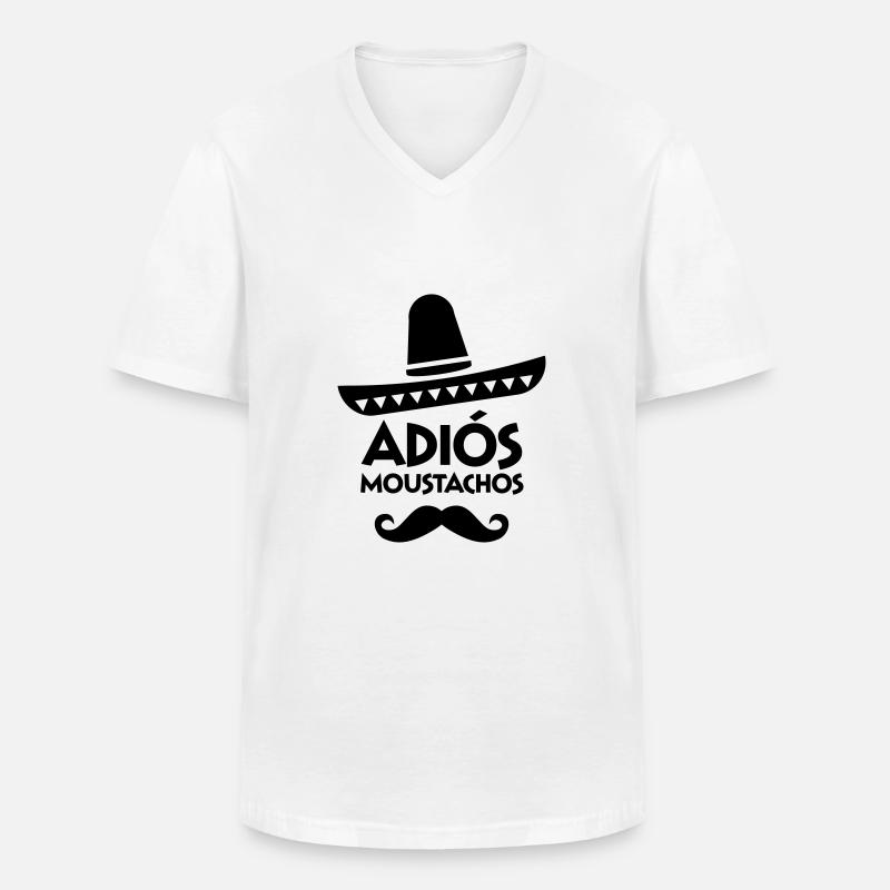 Adiós Moustachos - Männer-T-Shirt mit V-Ausschnitt - Weiß