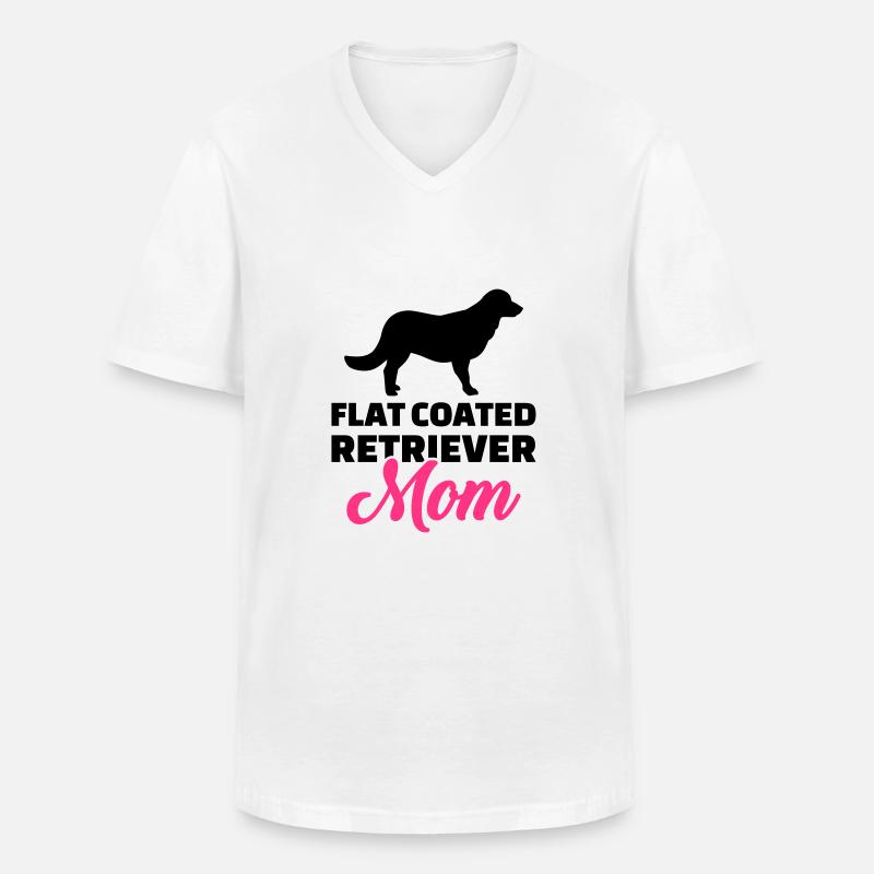 Flat Coated Retriever - Maglietta da uomo classica con scollo a V - bianco