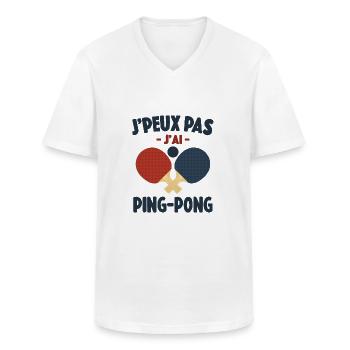 Je Peux Pas J'ai Ping-Pong Cadeau - T-shirt col V Homme - blanc - Devant - AI Model Male 185 light (185cm)