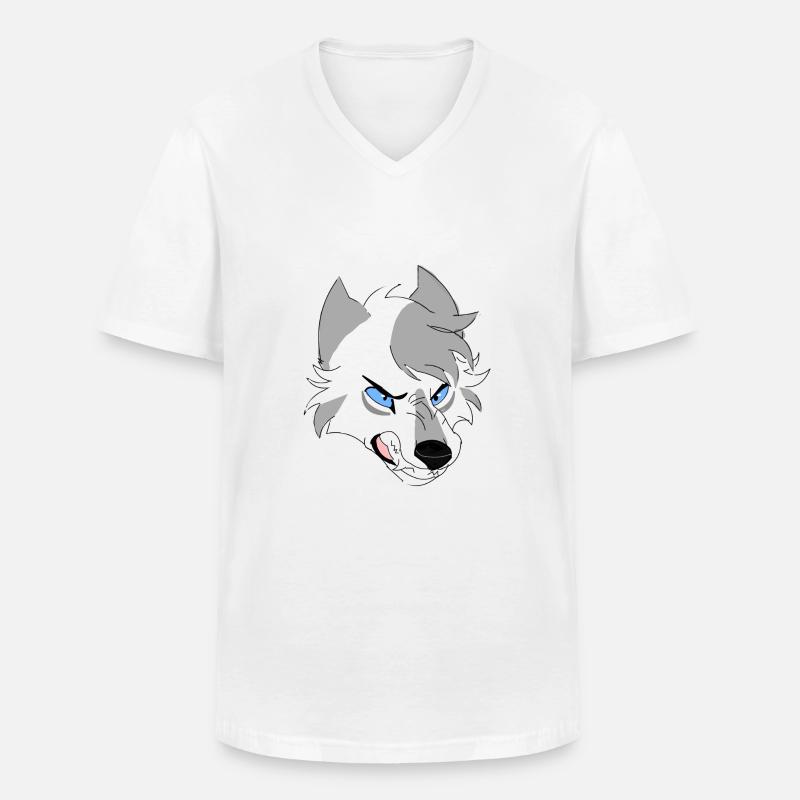 Aggressiver Wolf - Männer-T-Shirt mit V-Ausschnitt - Weiß