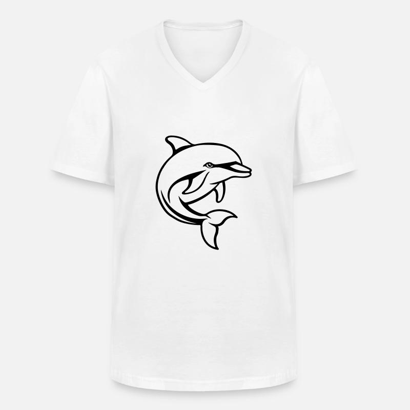 delfin comic - Männer-T-Shirt mit V-Ausschnitt - Weiß