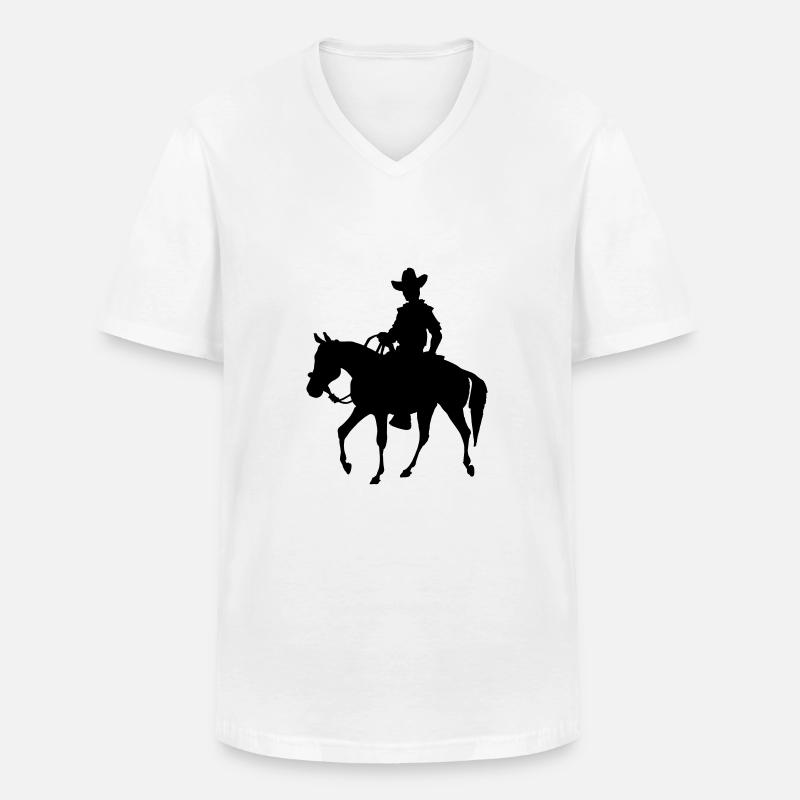 Cowboy - Männer-T-Shirt mit V-Ausschnitt - Weiß