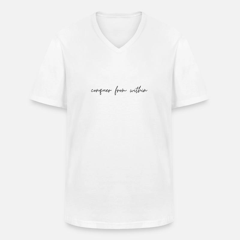 quote conquer from within - Männer-T-Shirt mit V-Ausschnitt - Weiß