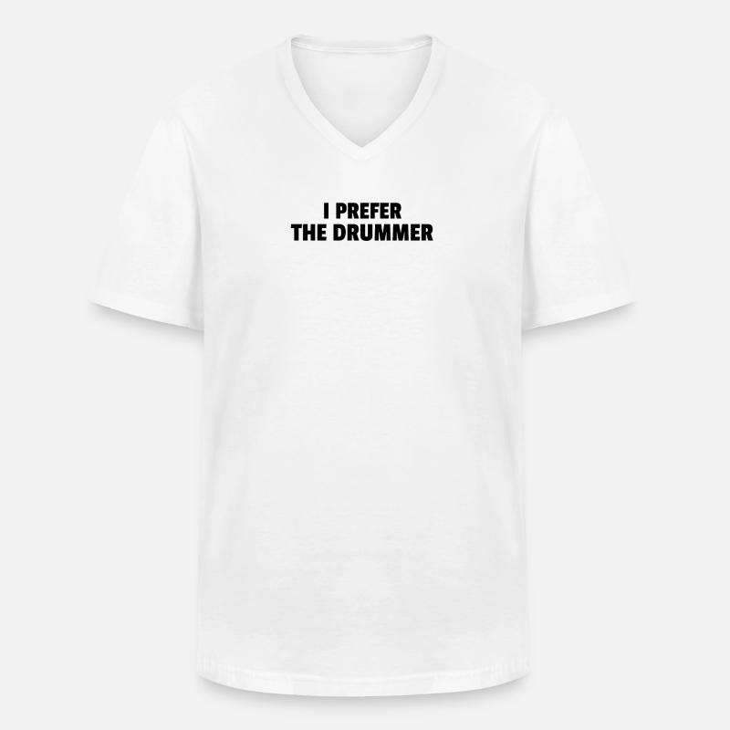 I Prefer The Drummer - Männer-T-Shirt mit V-Ausschnitt - Weiß