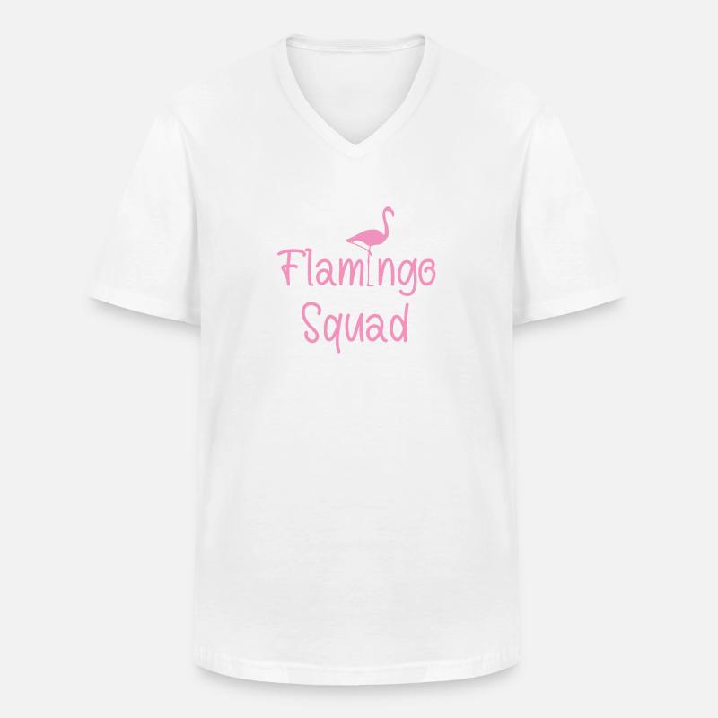 Flamingo Squad - Männer-T-Shirt mit V-Ausschnitt - Weiß
