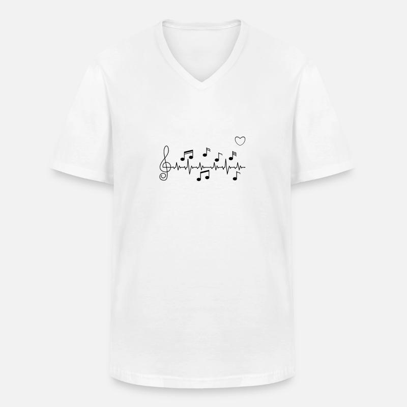 musica - Maglietta da uomo classica con scollo a V - bianco