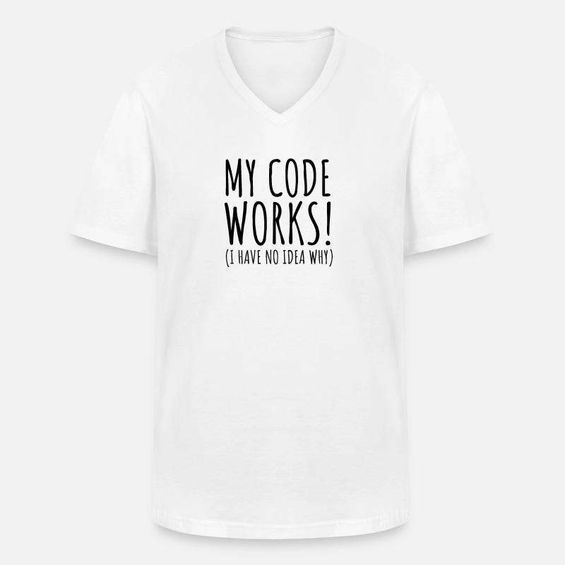 My code works - Männer-T-Shirt mit V-Ausschnitt - Weiß