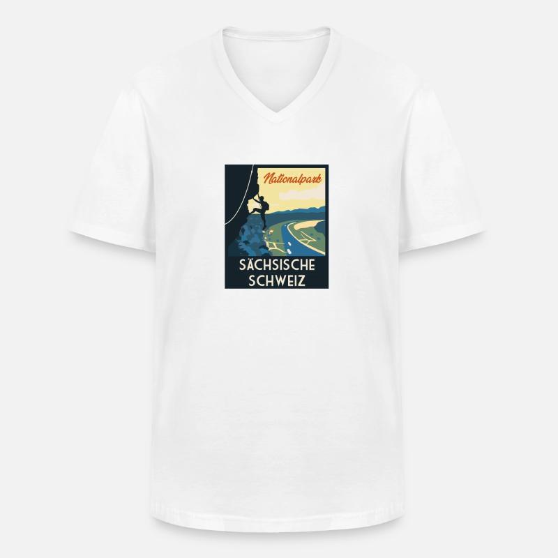 saechsische schweiz Klettern Geschenk - Männer-T-Shirt mit V-Ausschnitt - Weiß