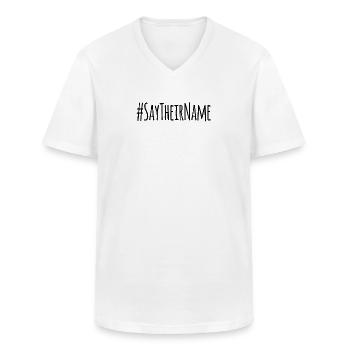 Say their Name Hanau Black Lives Matter - Männer-T-Shirt mit V-Ausschnitt - Weiß - Vorne - AI Model Male 185 light (185cm)