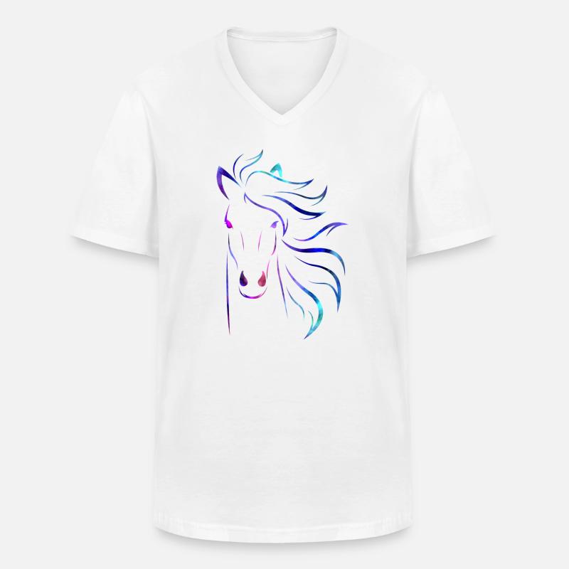 Pferd - Männer-T-Shirt mit V-Ausschnitt - Weiß