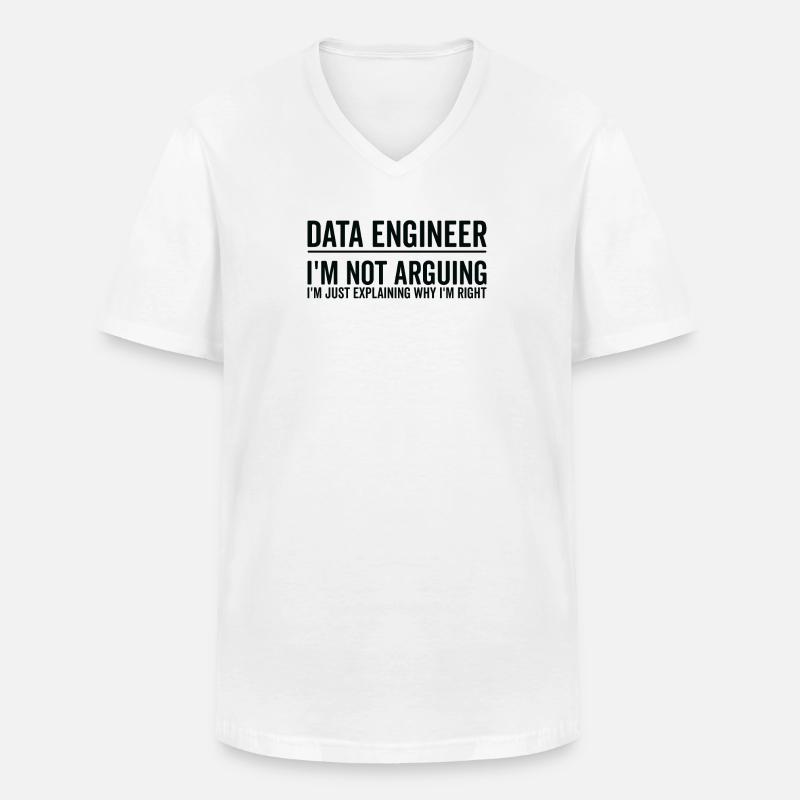 Just Explaining - Dateningenieur - Männer-T-Shirt mit V-Ausschnitt - Weiß