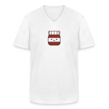 Nuss Nougat groß - Männer-T-Shirt mit V-Ausschnitt - Weiß - Vorne - AI Model Male 185 light (185cm)