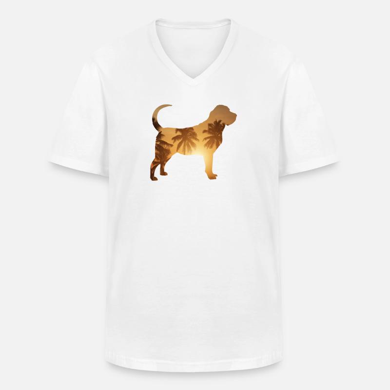 Sommerstrand - Bluthund - Männer-T-Shirt mit V-Ausschnitt - Weiß