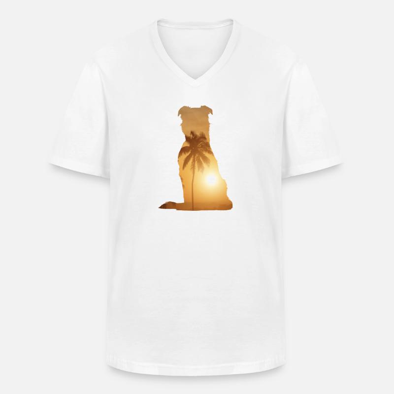 Sommerstrand - Border Collie - Männer-T-Shirt mit V-Ausschnitt - Weiß