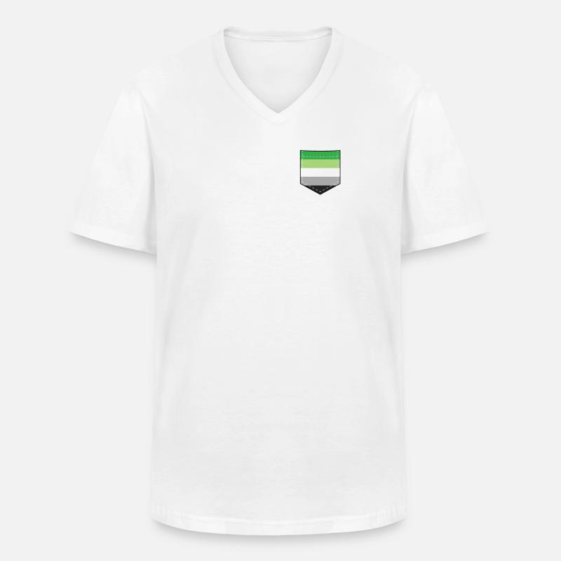 LGBTQ Aromantic Pride Flag Pocket - Männer-T-Shirt mit V-Ausschnitt - Weiß