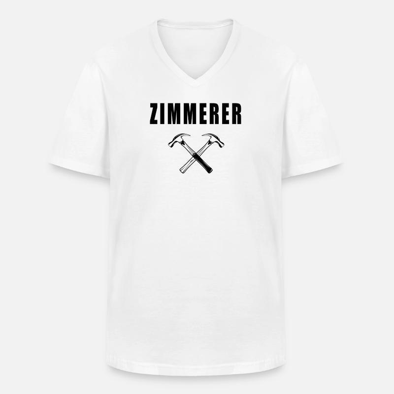 Zimmerer - Männer-T-Shirt mit V-Ausschnitt - Weiß