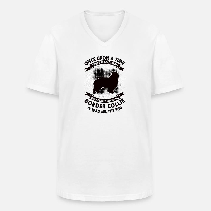 Es War Einmal - Border-Collie - Männer-T-Shirt mit V-Ausschnitt - Weiß