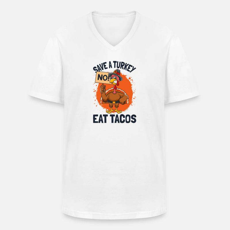 Save A Turkey Eat Tacos - Männer-T-Shirt mit V-Ausschnitt - Weiß