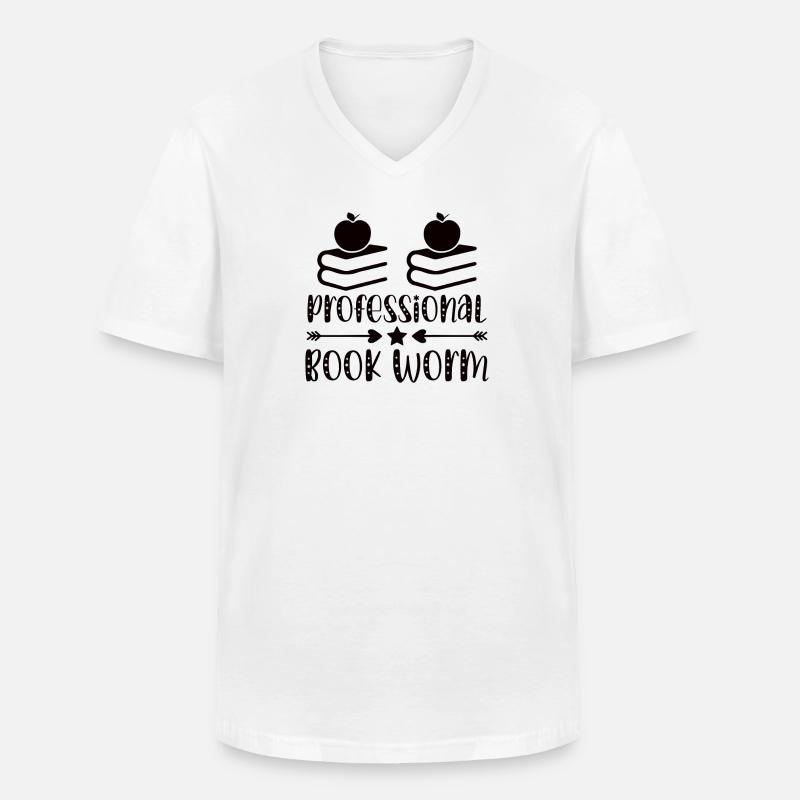 Bücher Lesen Bücherwurm - Männer-T-Shirt mit V-Ausschnitt - Weiß