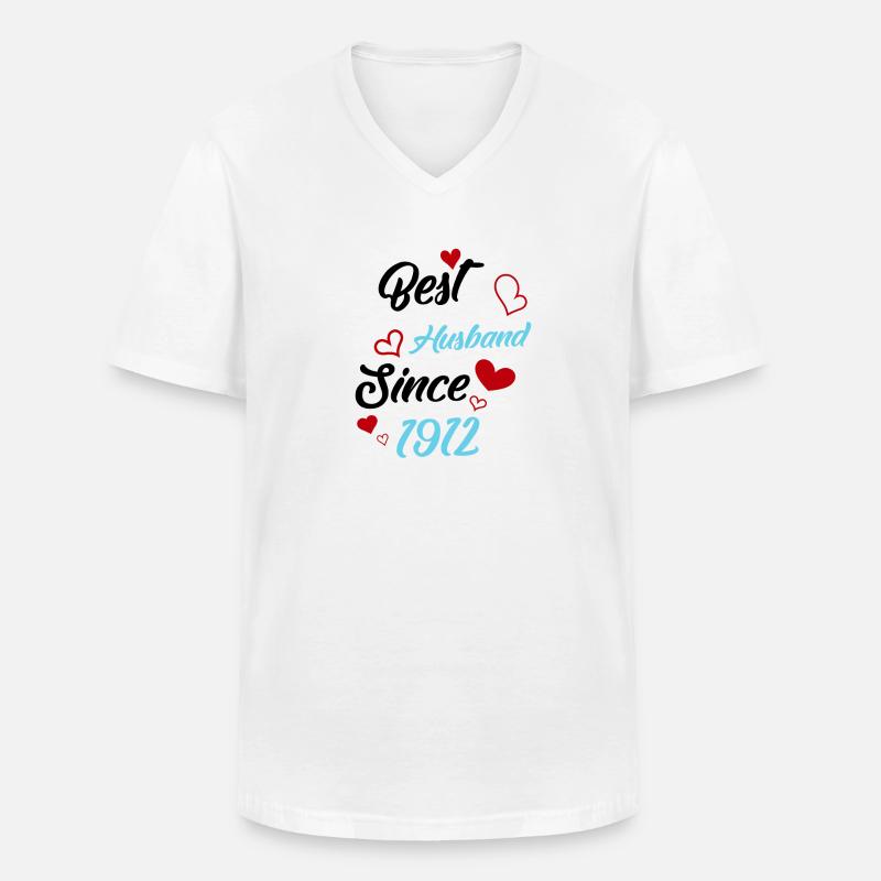 Bester Ehemann seit 1912 Hochzeit - Männer-T-Shirt mit V-Ausschnitt - Weiß