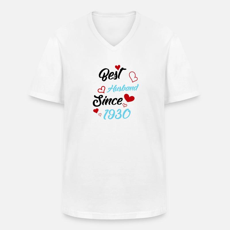 Bester Ehemann seit 1930 Hochzeit - Männer-T-Shirt mit V-Ausschnitt - Weiß