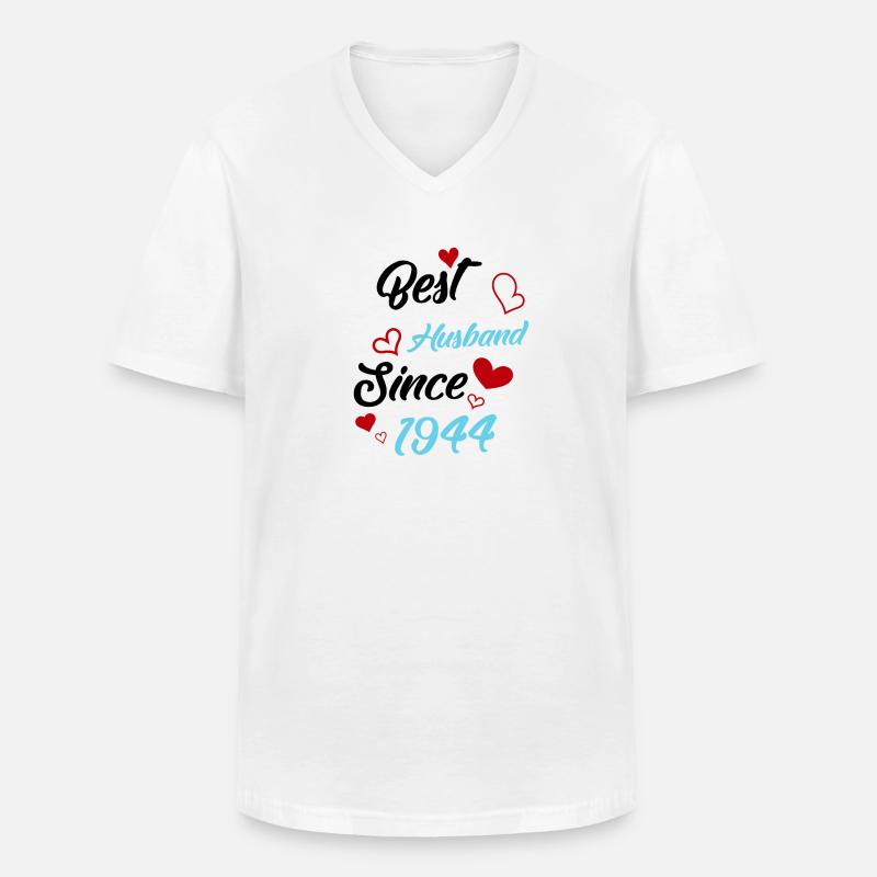 Bester Ehemann seit 1944 Hochzeit - Männer-T-Shirt mit V-Ausschnitt - Weiß