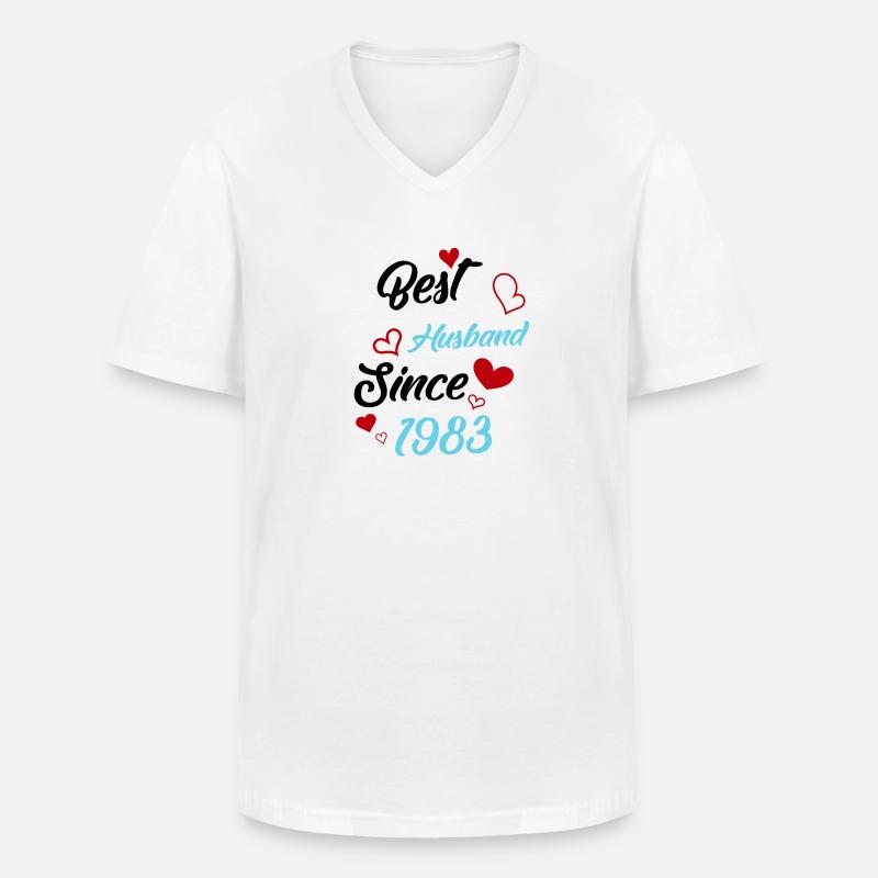 Bester Ehemann seit 1983 Hochzeit - Männer-T-Shirt mit V-Ausschnitt - Weiß