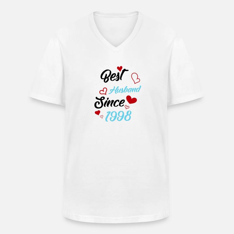 Bester Ehemann seit 1998 Hochzeit - Männer-T-Shirt mit V-Ausschnitt - Weiß
