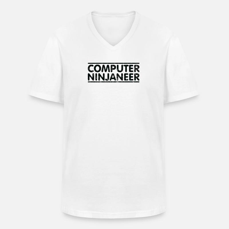 Ninjaneer - Computeringenieur - Männer-T-Shirt mit V-Ausschnitt - Weiß