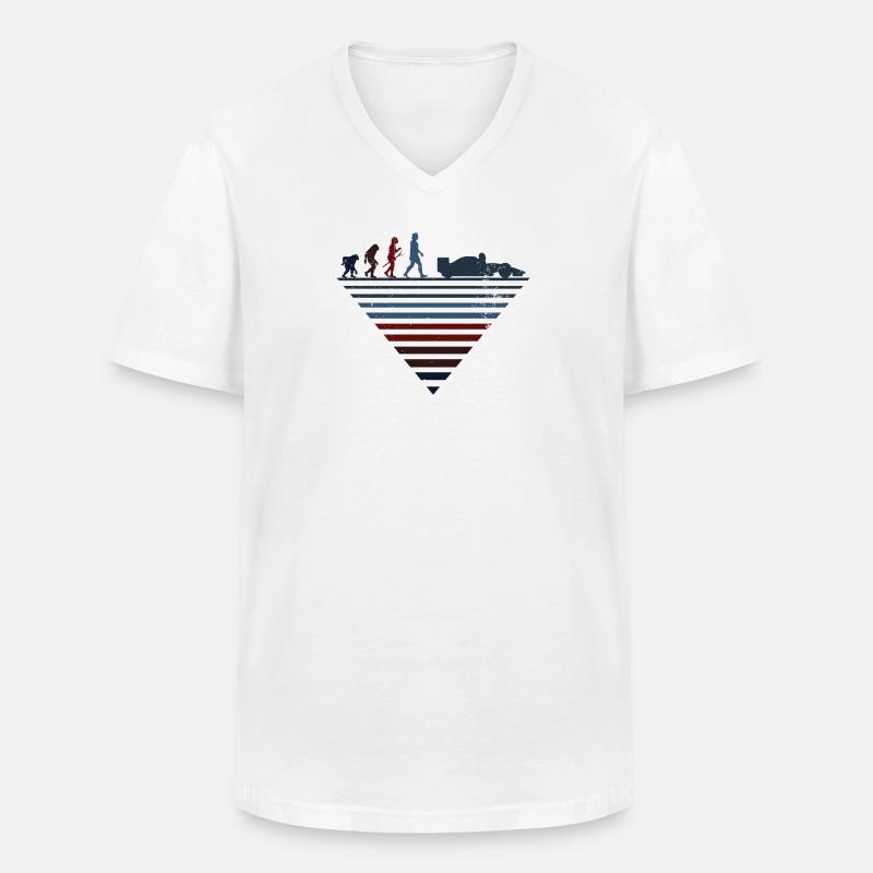 Menschliche Evolution - Oldtimer-Rennen - Männer-T-Shirt mit V-Ausschnitt - Weiß