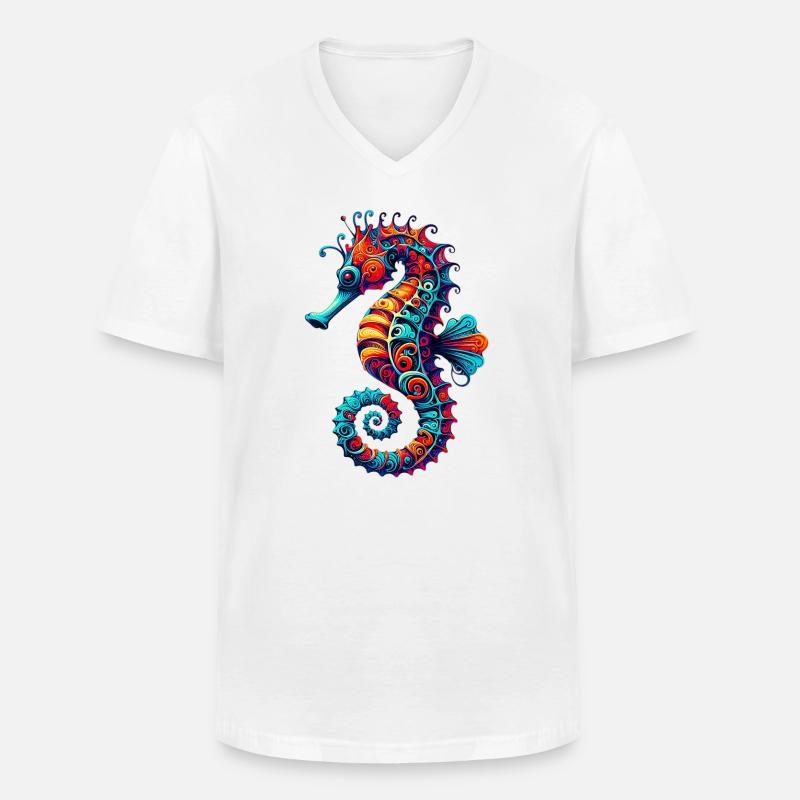 Seepferdchen - Männer-T-Shirt mit V-Ausschnitt - Weiß