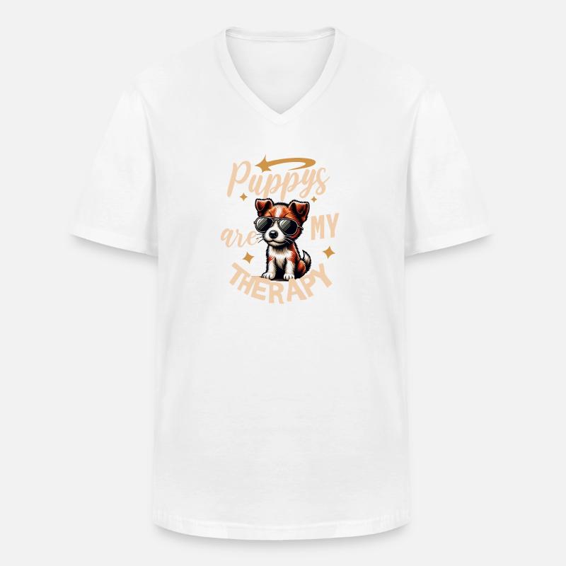 Einzigartiges Fox Terrier Design - Männer-T-Shirt mit V-Ausschnitt - Weiß