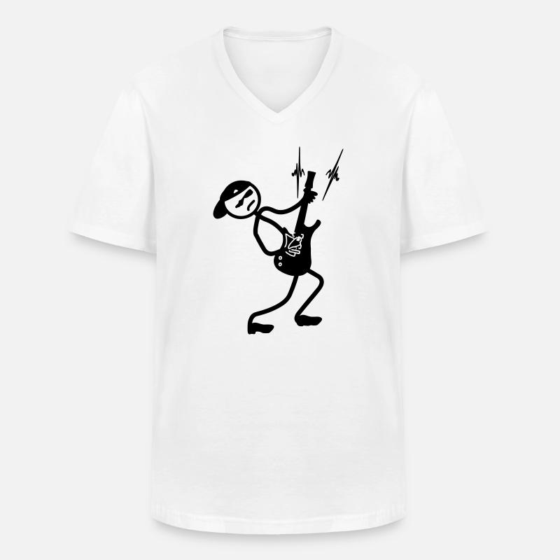 Stickmen Gitarrist 2 - Männer-T-Shirt mit V-Ausschnitt - Weiß