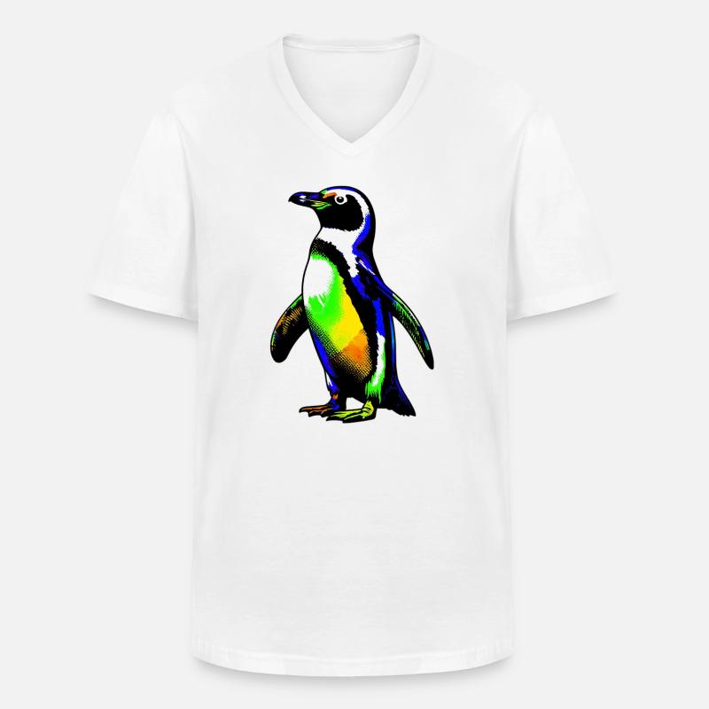 Pinguin - Männer-T-Shirt mit V-Ausschnitt - Weiß