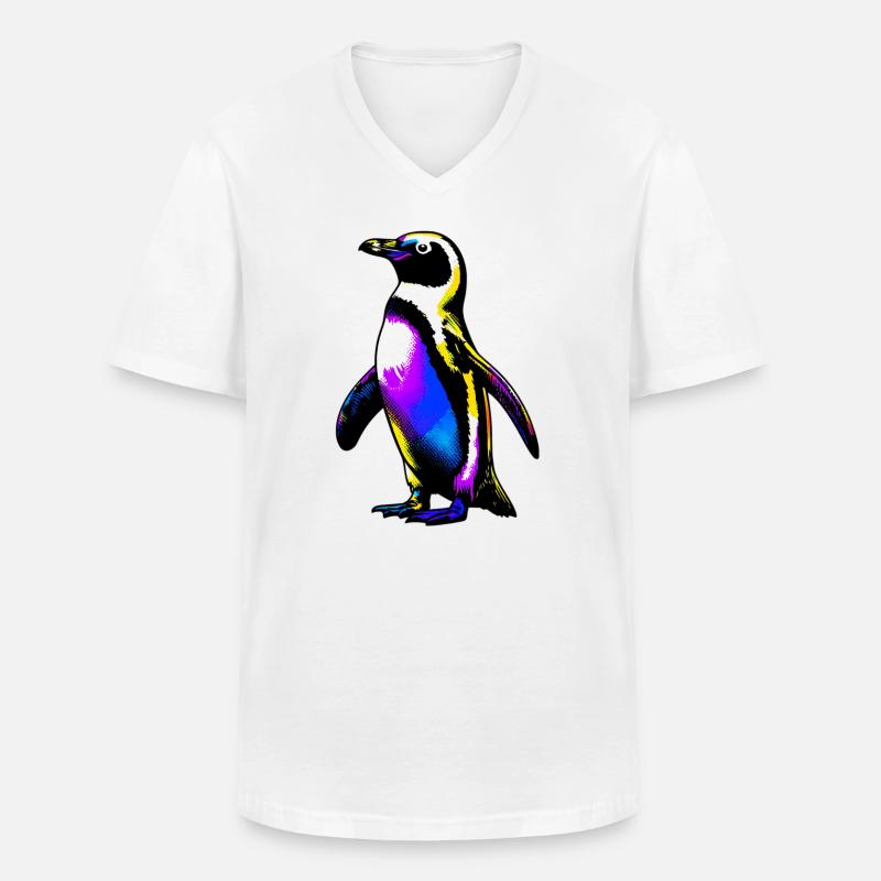 Pinguin - Männer-T-Shirt mit V-Ausschnitt - Weiß