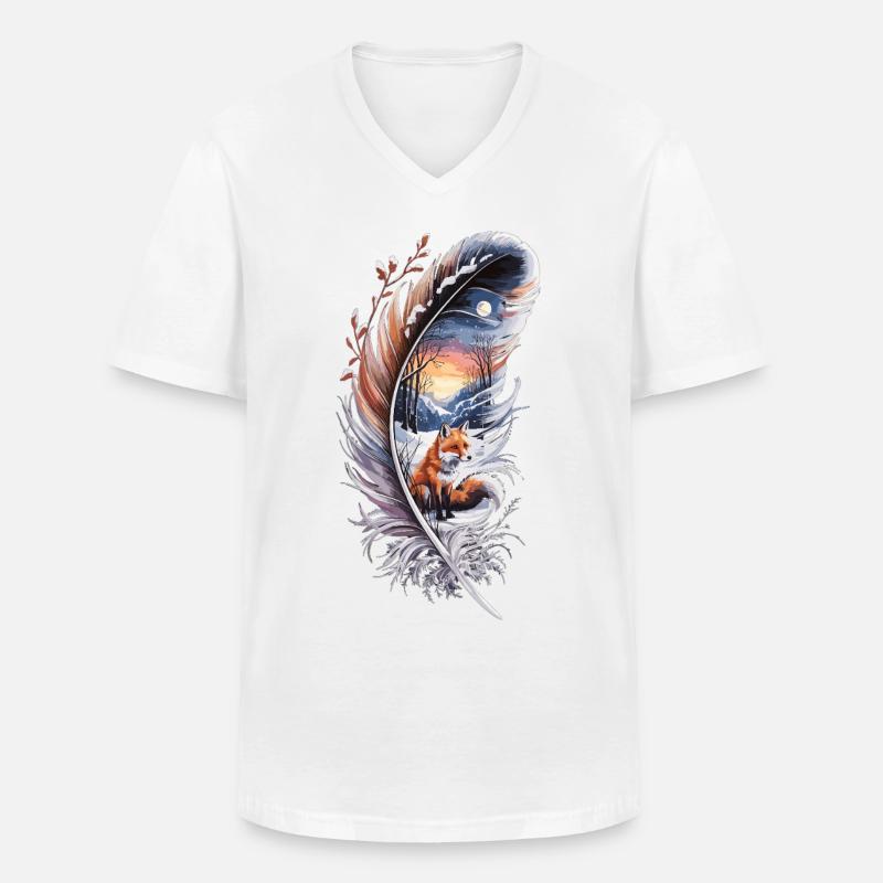 Fuchs im Schnee – Waldliebe - Männer-T-Shirt mit V-Ausschnitt - Weiß