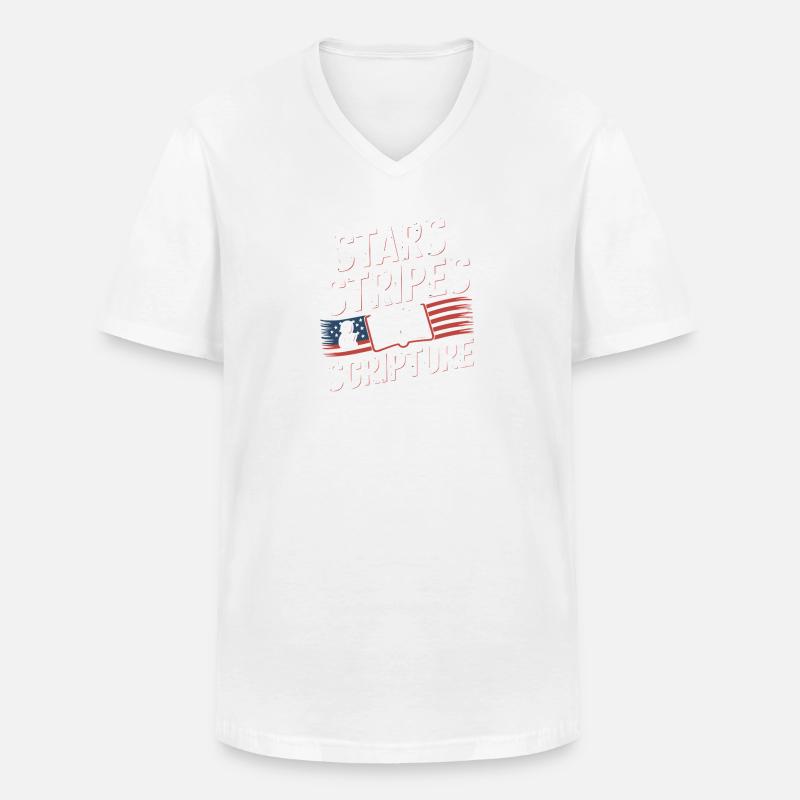Stars, Stripes & Scripture - Lightblessed - - Men's V-Neck T-Shirt - white
