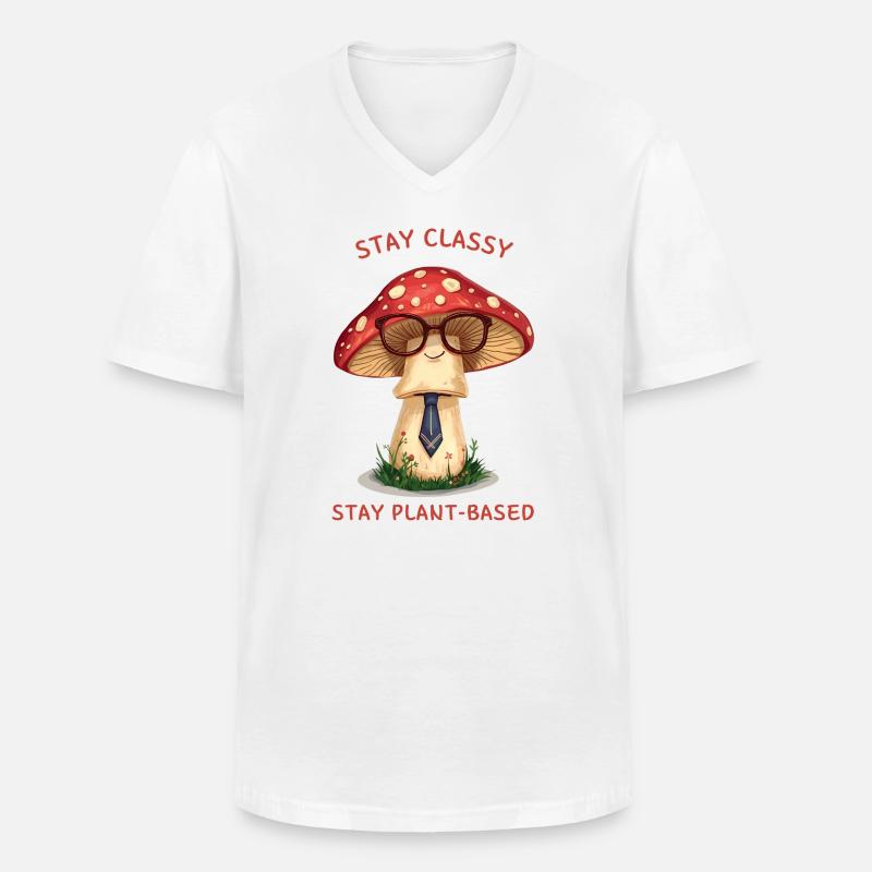 Stay Classy – Nostalgic Mushroom Design - Männer-T-Shirt mit V-Ausschnitt - Weiß