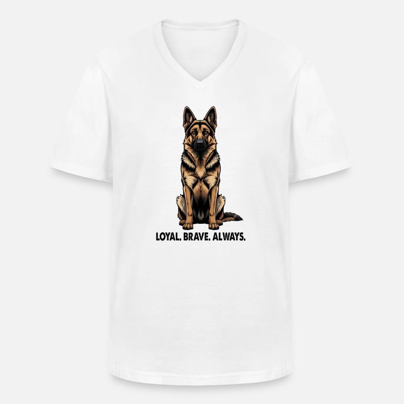 Deutscher Schäferhund Loyal Brave Always - Männer-T-Shirt mit V-Ausschnitt - Weiß