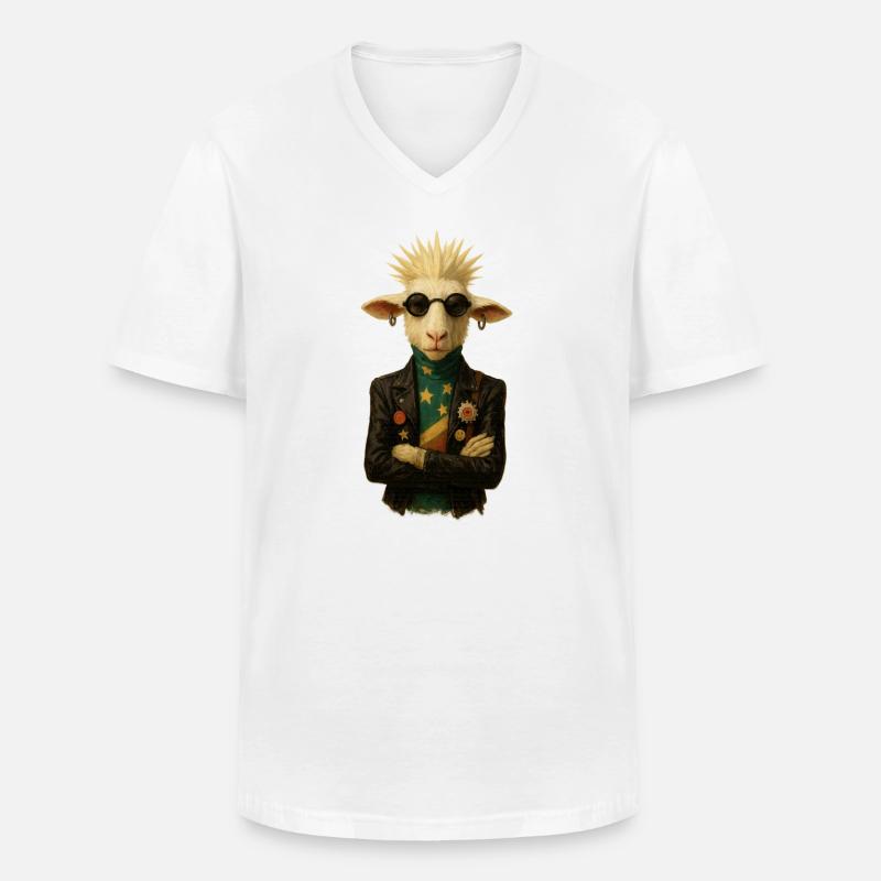 Punkgoat mit Sternenband - Männer-T-Shirt mit V-Ausschnitt - Weiß