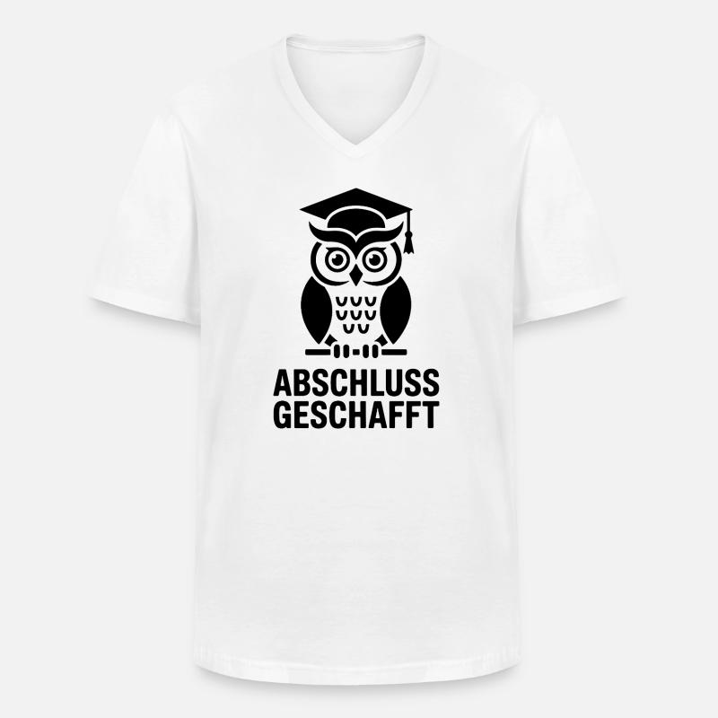 Abschluss Eule in Schwarz und weiß - Männer-T-Shirt mit V-Ausschnitt - Weiß