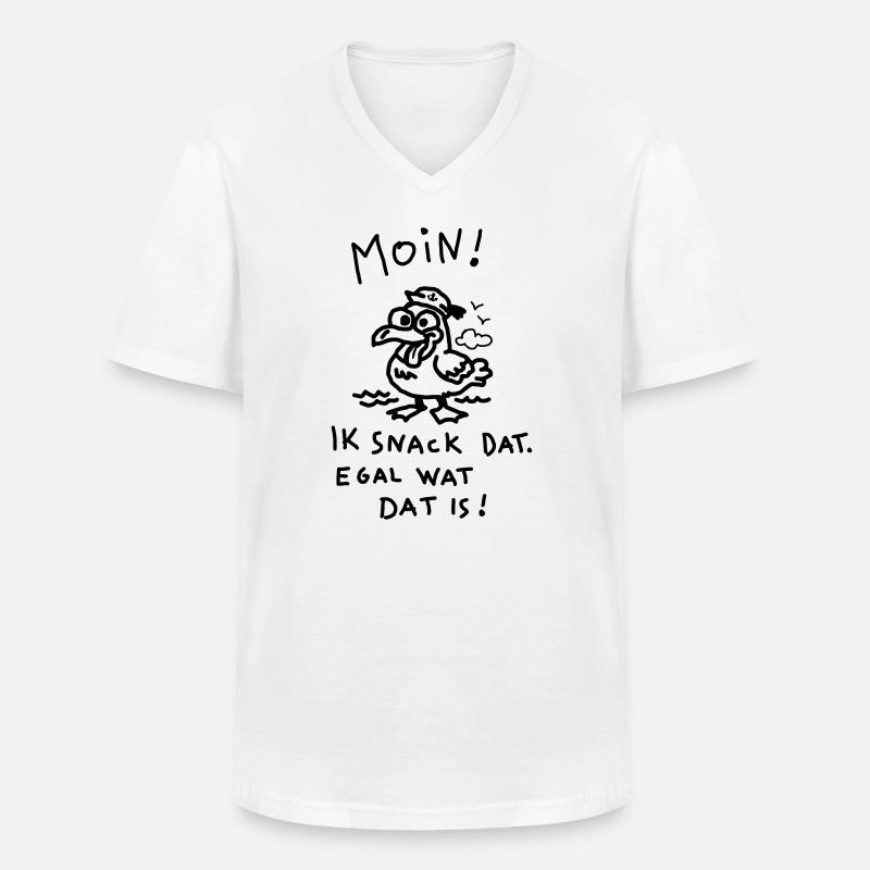 Moin Dämliche Möwe Witzig Kinder Motiv  - Männer-T-Shirt mit V-Ausschnitt - Weiß