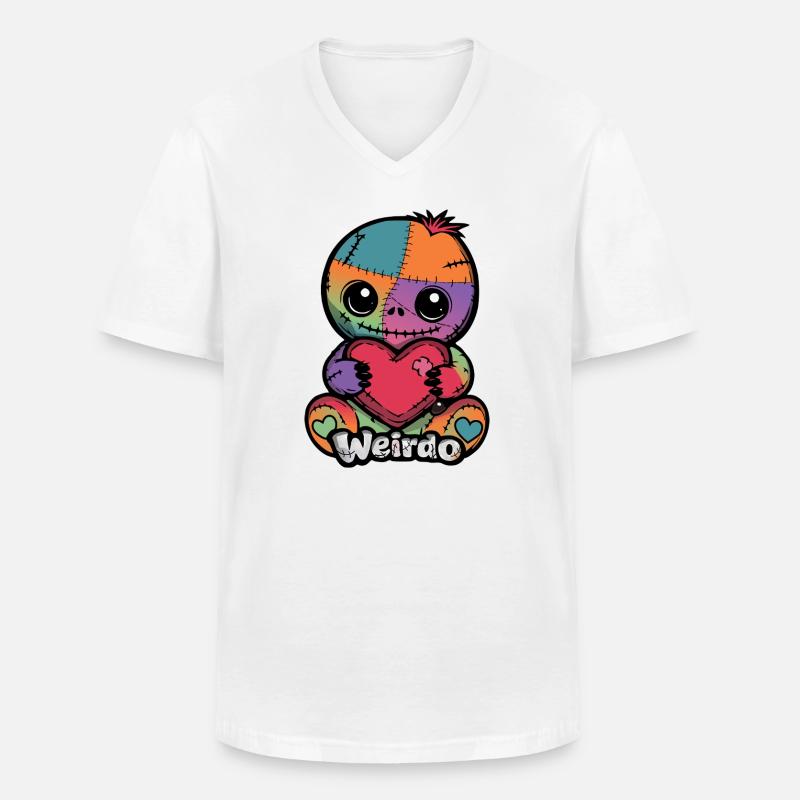 Patchwork Kuschelheld Weirdo Herz - Männer-T-Shirt mit V-Ausschnitt - Weiß