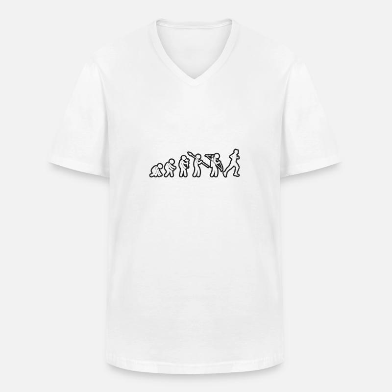 Evolution Running White Grunge - Männer-T-Shirt mit V-Ausschnitt - Weiß